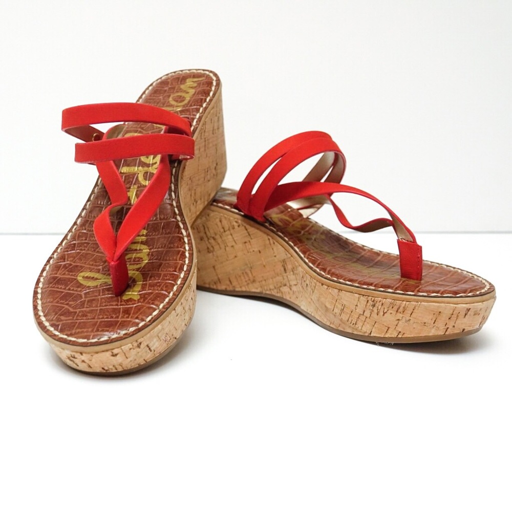 Sam Edelman Red Rasha Platform Wedge Sandal